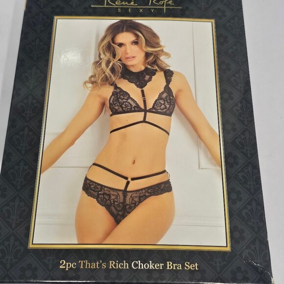 Rene Rofe That's Rich Wireless Choker and Bra 2-Piece Lingerie Set - Picture 2 of 5